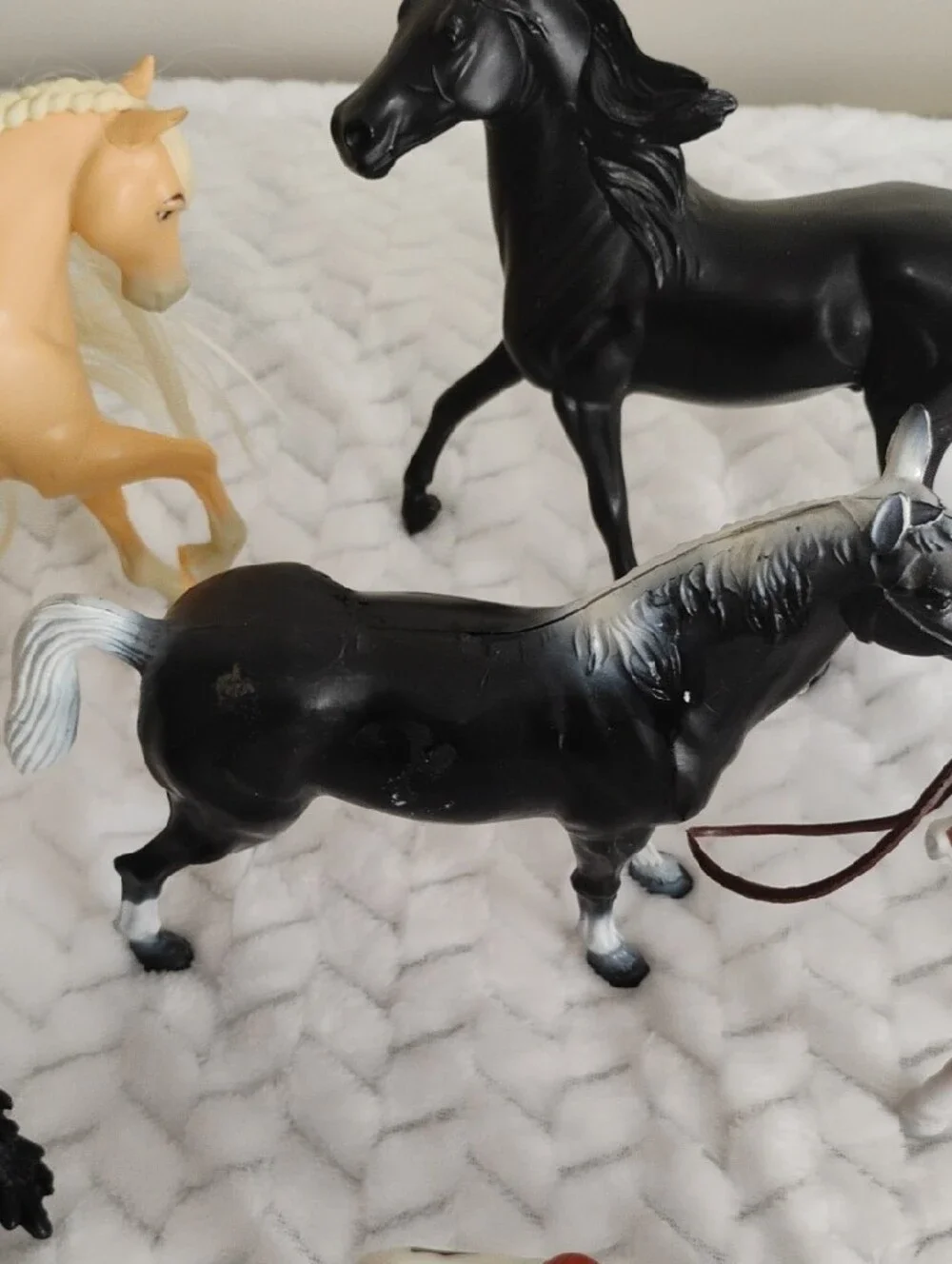 Assorted Kids Toy Horse Pack - Black, Cream, Brown Collectible Figures